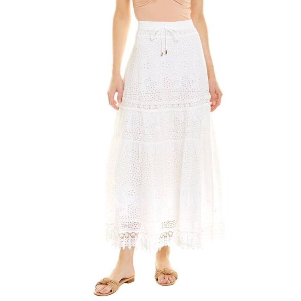 NWT Melissa Odabash Alessia Cotton Eyelet Midi Skirt Size Small